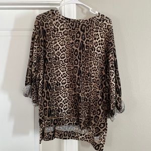 Umgee Leopard Print Tunic with Lace Trim